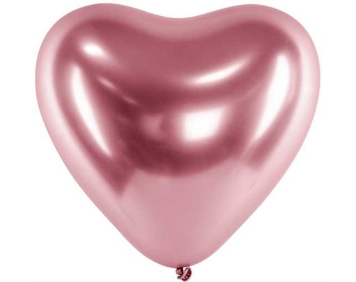(50) 30CM ROSE GOLD HEART GLOSSY BALLOONS