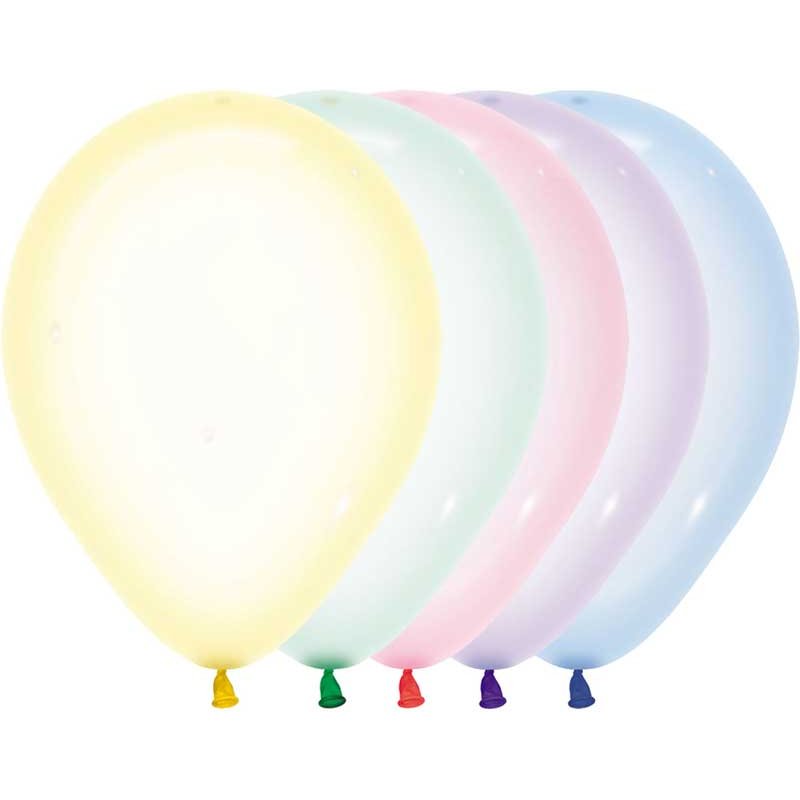 100PK 5in CRYSTAL PASTEL ASST SEMPERTEX