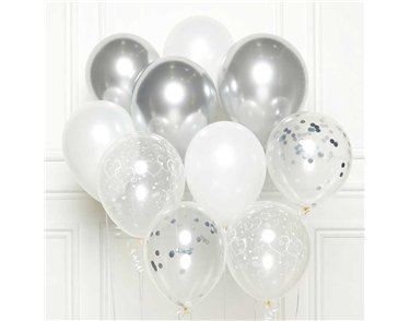 10PC SILVER BALLOON KIT