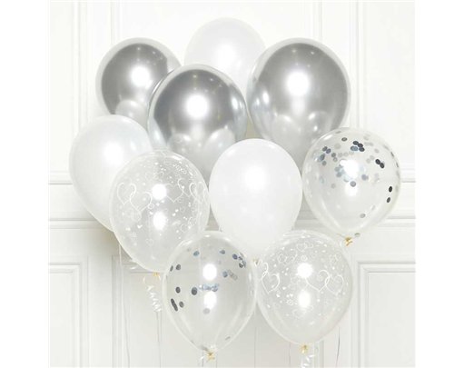 10PC SILVER BALLOON KIT