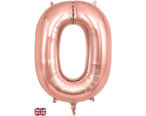 34in NUMBER 0 ROSE GOLD JUMBO FOIL