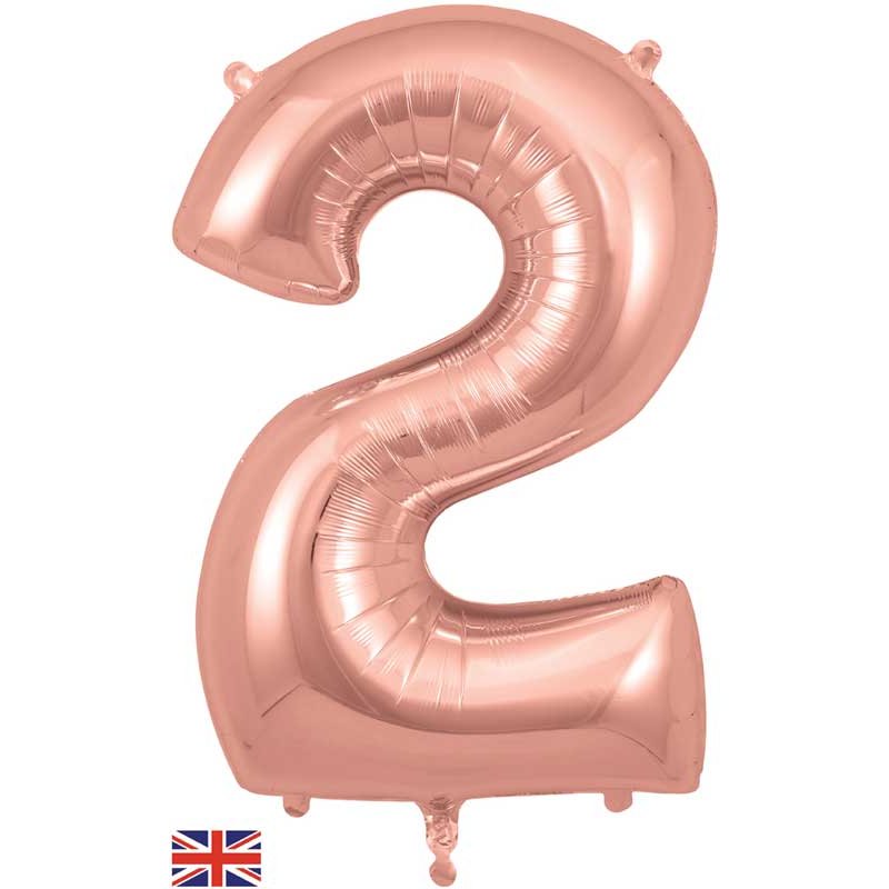 34in NUMBER 2 ROSE GOLD JUMBO FOIL