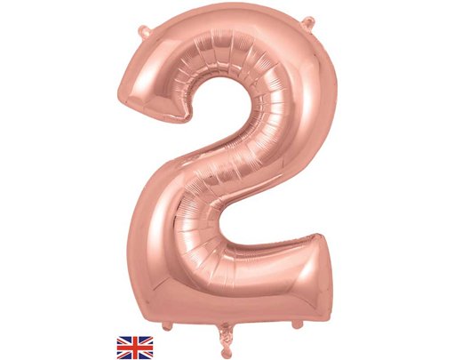 34in NUMBER 2 ROSE GOLD JUMBO FOIL
