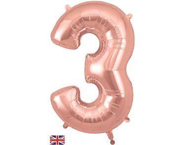 34in NUMBER 3 ROSE GOLD JUMBO FOIL