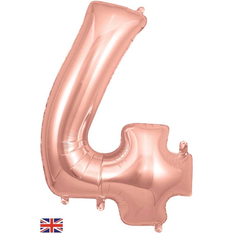 34in NUMBER 4 ROSE GOLD JUMBO FOIL