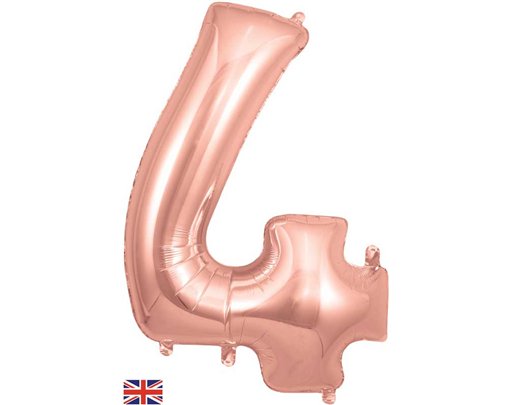 34in NUMBER 4 ROSE GOLD JUMBO FOIL