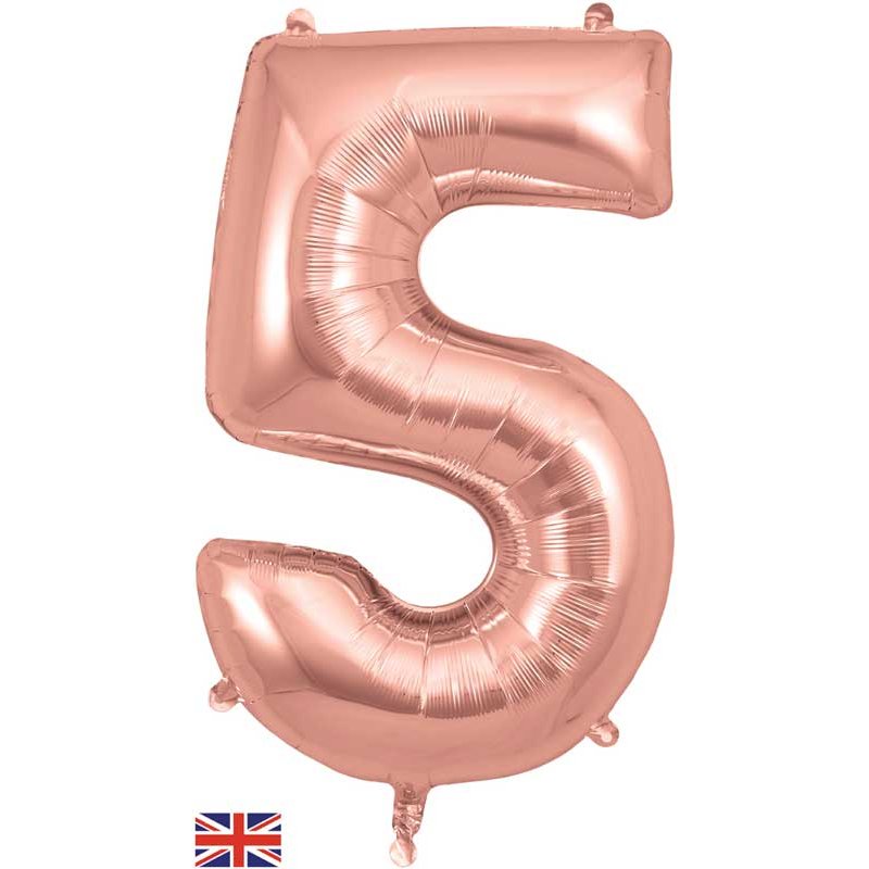 34in NUMBER 5 ROSE GOLD JUMBO FOIL
