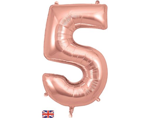34in NUMBER 5 ROSE GOLD JUMBO FOIL