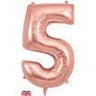 34in NUMBER 5 ROSE GOLD JUMBO FOIL