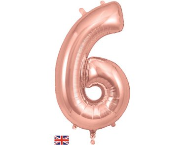 34in NUMBER 6 ROSE GOLD JUMBO FOIL