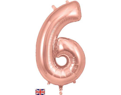 34in NUMBER 6 ROSE GOLD JUMBO FOIL