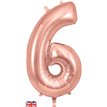 34in NUMBER 6 ROSE GOLD JUMBO FOIL