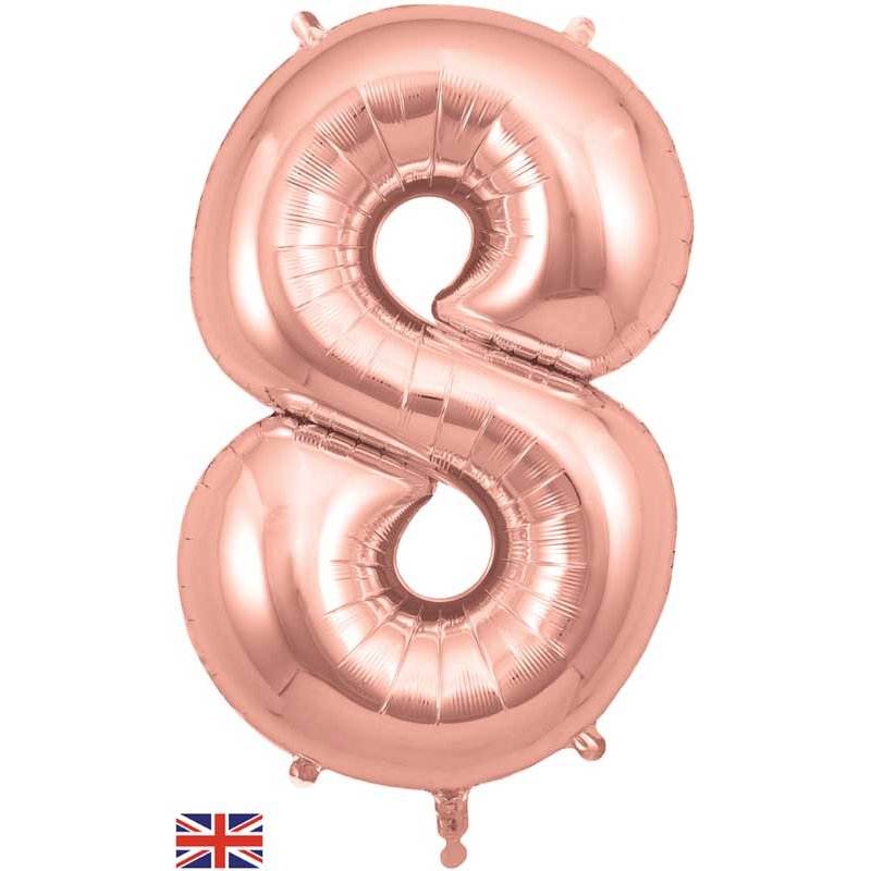 34in NUMBER 8 ROSE GOLD JUMBO FOIL