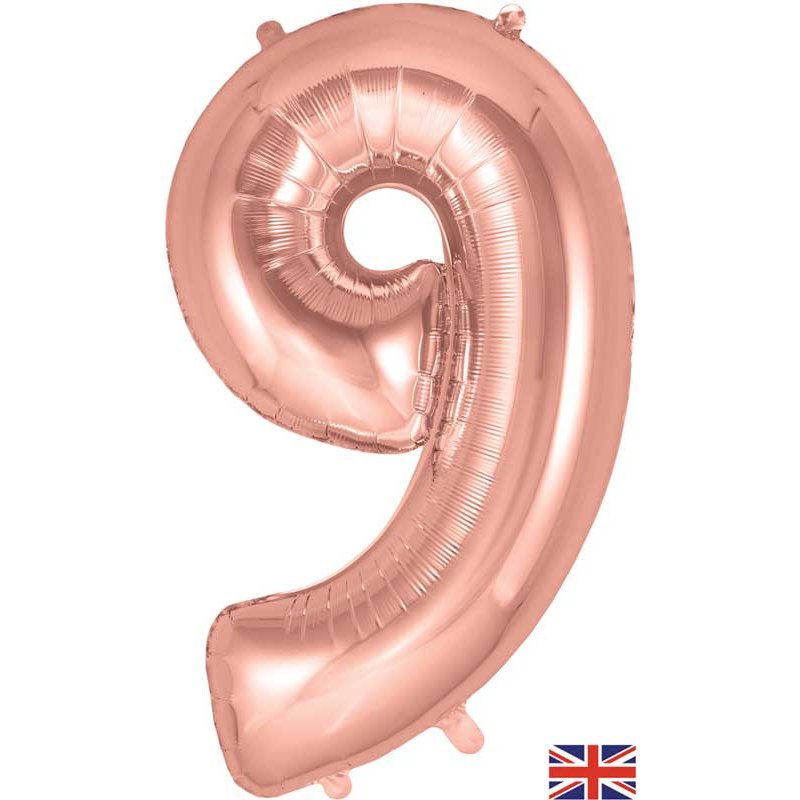 34in NUMBER 9 ROSE GOLD JUMBO FOIL