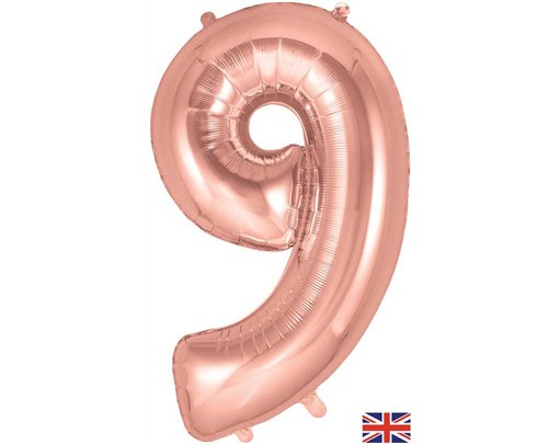 34in NUMBER 9 ROSE GOLD JUMBO FOIL