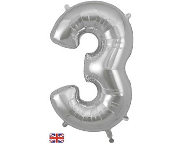 34in NUMBER 3 SILVER JUMBO FOIL