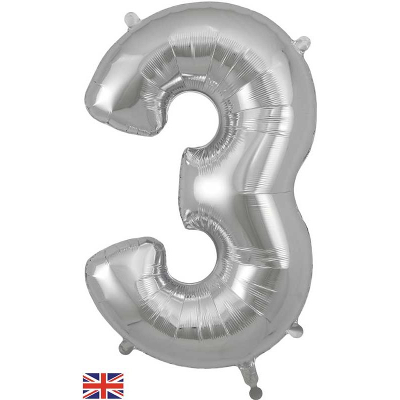 34in NUMBER 3 SILVER JUMBO FOIL