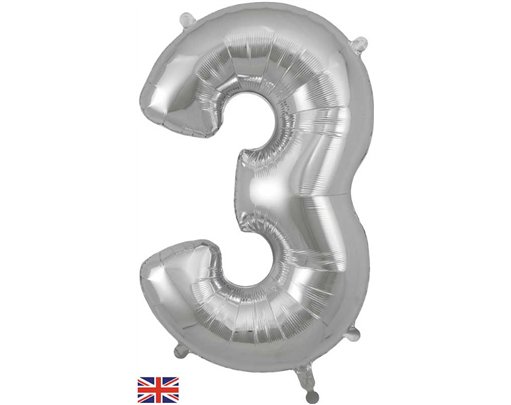 34in NUMBER 3 SILVER JUMBO FOIL