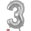34in NUMBER 3 SILVER JUMBO FOIL