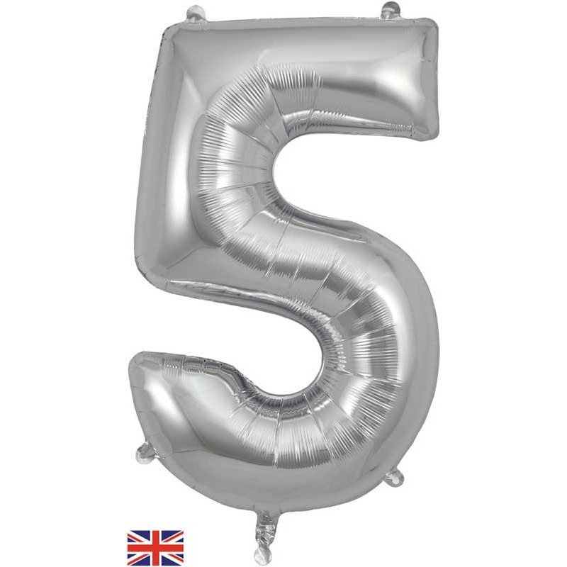 34in NUMBER 5 SILVER JUMBO FOIL