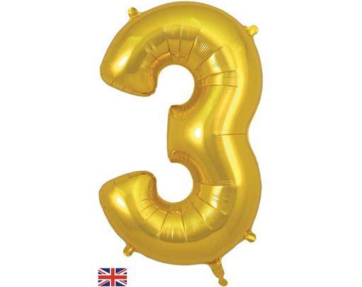 34in NUMBER 3 GOLD JUMBO FOIL