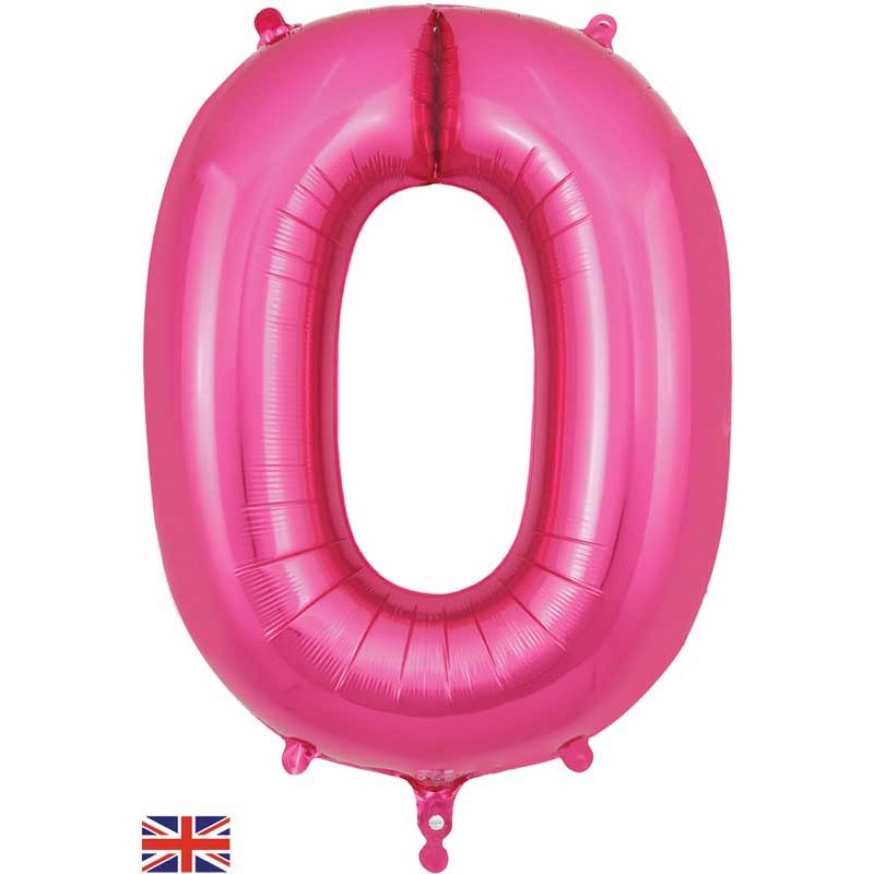 34in NUMBER 0 PINK JUMBO FOIL