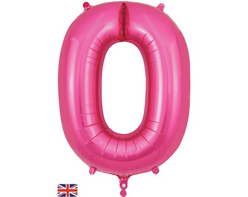 34in NUMBER 0 PINK JUMBO FOIL