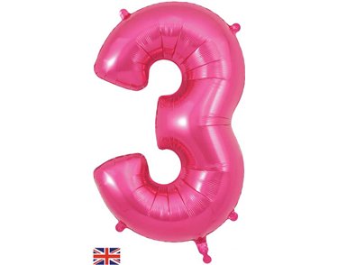 34in NUMBER 3 PINK JUMBO FOIL