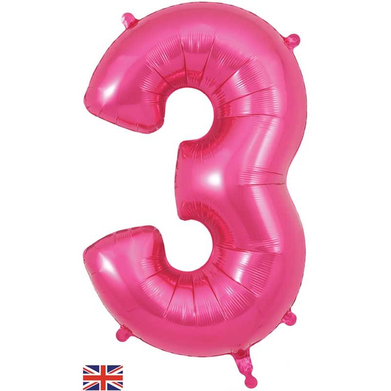 34in NUMBER 3 PINK JUMBO FOIL