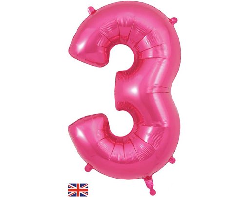 34in NUMBER 3 PINK JUMBO FOIL