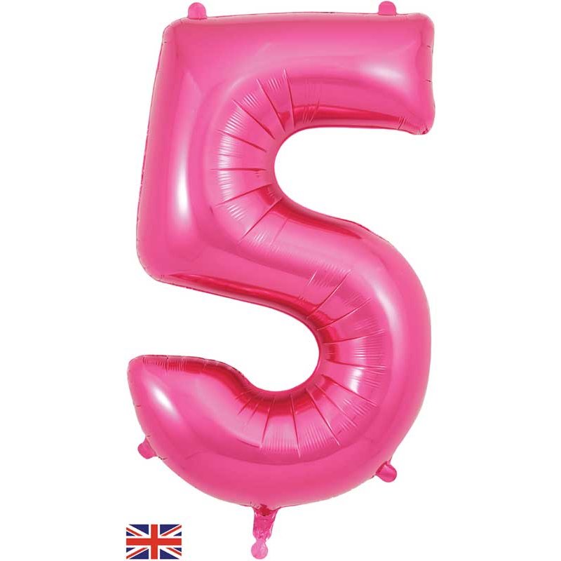 34in NUMBER 5 PINK JUMBO FOIL