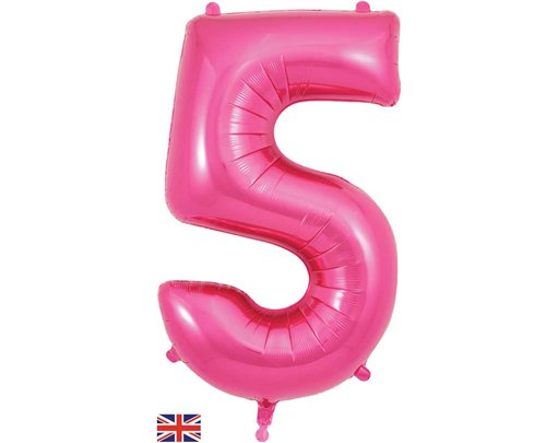 34in NUMBER 5 PINK JUMBO FOIL