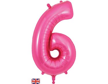 34in NUMBER 6 PINK JUMBO FOIL
