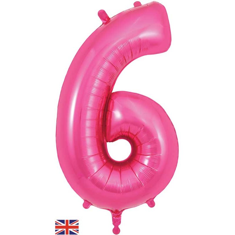 34in NUMBER 6 PINK JUMBO FOIL