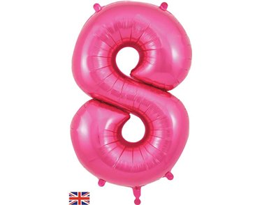 34in NUMBER 8 PINK JUMBO FOIL