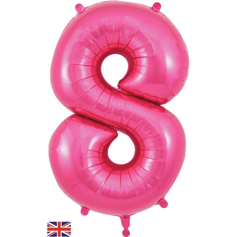 34in NUMBER 8 PINK JUMBO FOIL