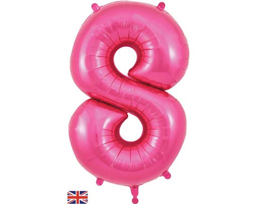 34in NUMBER 8 PINK JUMBO FOIL