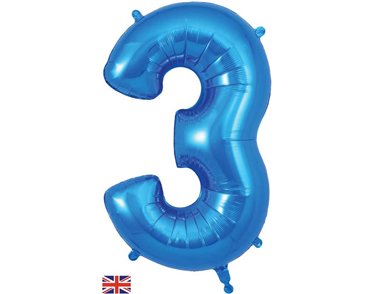 34in NUMBER 3 BLUE JUMBO FOIL