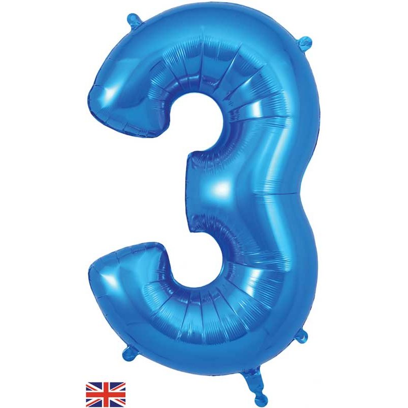 34in NUMBER 3 BLUE JUMBO FOIL