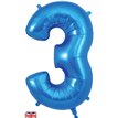 34in NUMBER 3 BLUE JUMBO FOIL