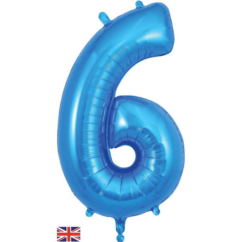 34in NUMBER 6 BLUE JUMBO FOIL