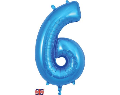 34in NUMBER 6 BLUE JUMBO FOIL