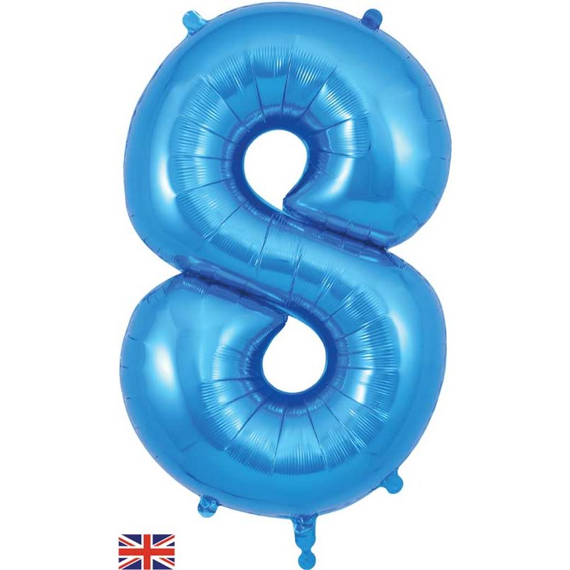 34in NUMBER 8 BLUE JUMBO FOIL