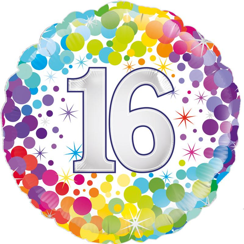 18in COLOURFUL CONFETTI 16TH BIRTHDAY