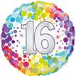 18in COLOURFUL CONFETTI 16TH BIRTHDAY