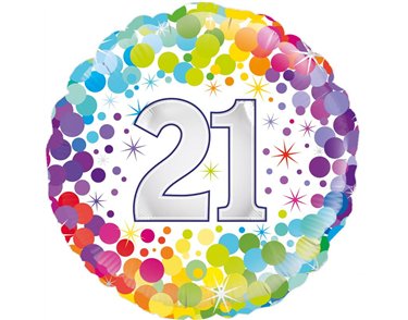 18in COLOURFUL CONFETTI 21ST BIRTHDAY