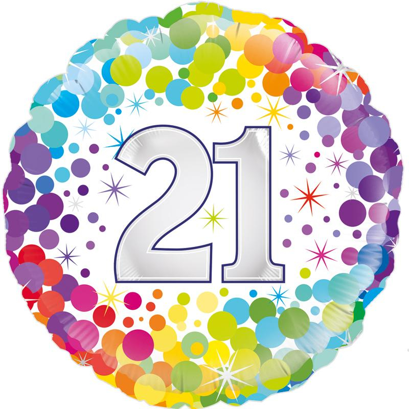 18in COLOURFUL CONFETTI 21ST BIRTHDAY