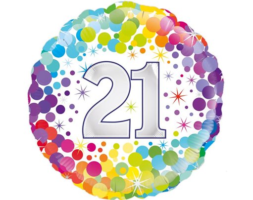 18in COLOURFUL CONFETTI 21ST BIRTHDAY