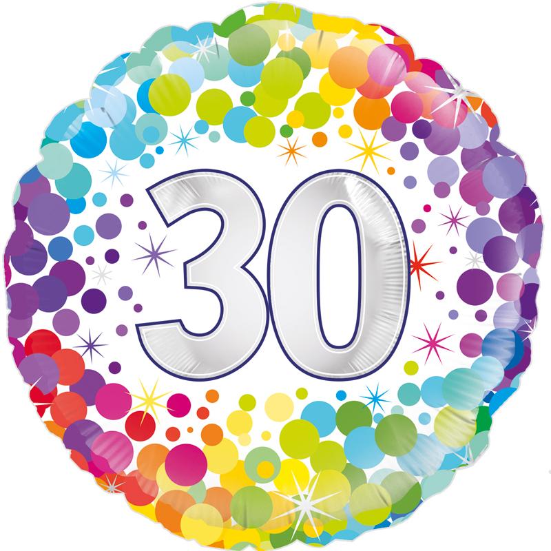 18in COLOURFUL CONFETTI 30TH BIRTHDAY