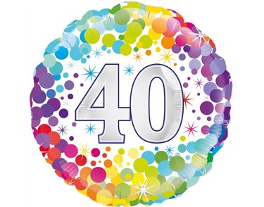 18in COLOURFUL CONFETTI 40TH BIRTHDAY